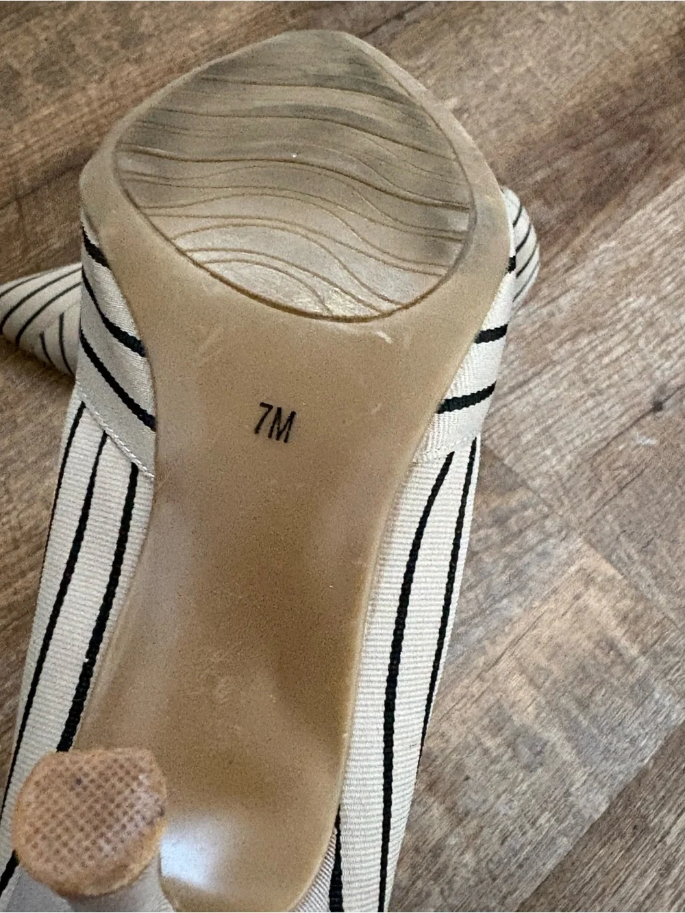 Impo Beige and Black Striped Pointed Heels